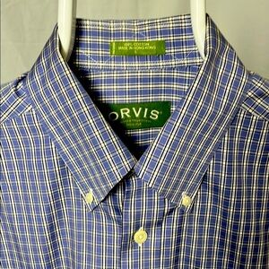 Orvis Men's Blue Plaid Shirt